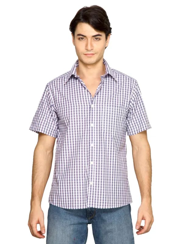 Indigo Nation Men Checks Purple Shirts
