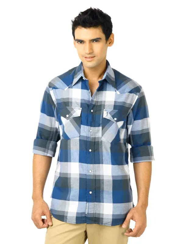 Indian Terrain Men Brock Navy Blue Shirts