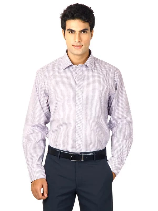 John Miller Men Purple Gingham Shirt