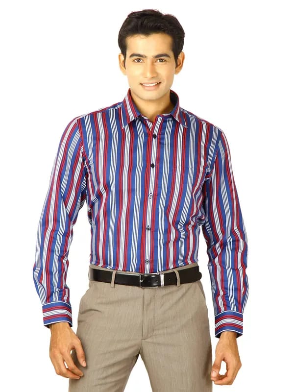 Indigo Nation Men Hot Stepper Blue Striped Shirt