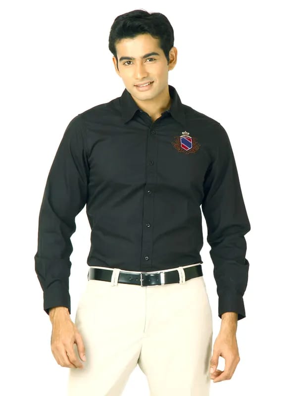 Indigo Nation Men Club Poplin Black Shirts