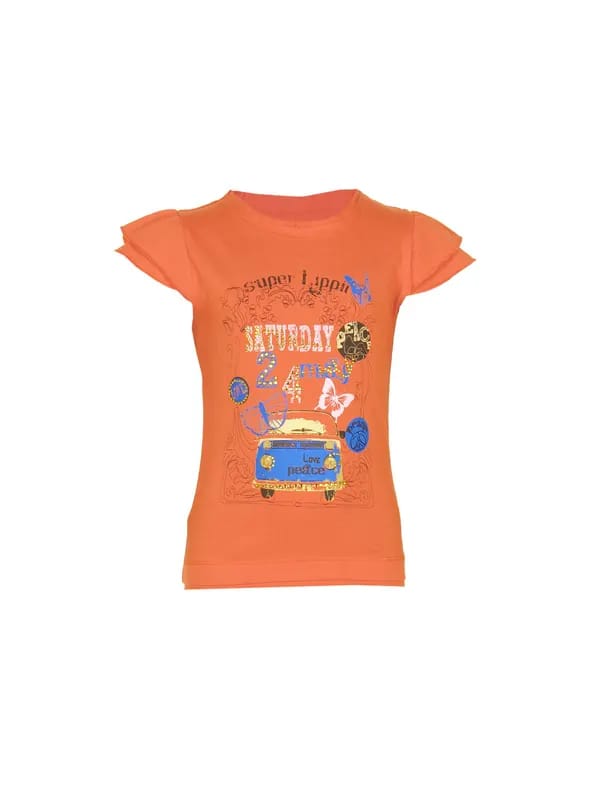 Doodle Girls Saturday 24Am Orange Tshirts