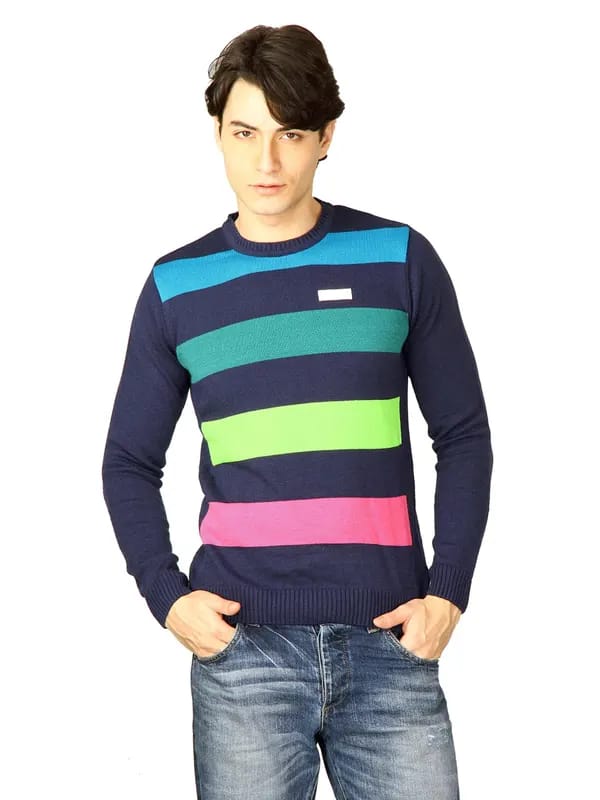 ADIDAS Men Frnt Str Navy Blue Sweaters