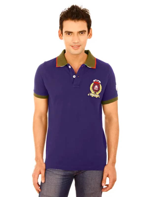 United Colors of Benetton Men Blue Polo T-shirt