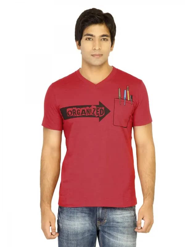 United Colors of Benetton Men Printed Red Tshirts