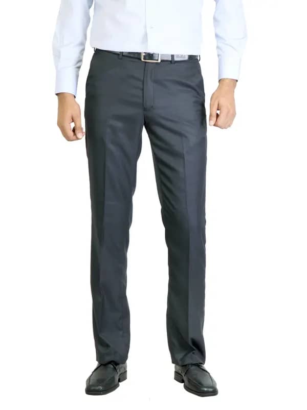 Peter England Men Stripes Navy Blue Trouser