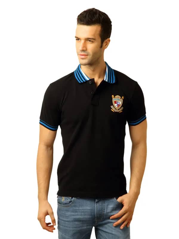 U.S. Polo Assn. Men Solid Black Polo Tshirt