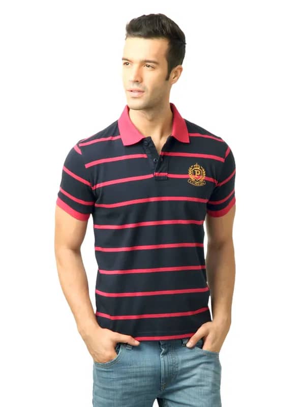 U.S. Polo Assn. Men Stripes Navy Blue Polo Tshirt