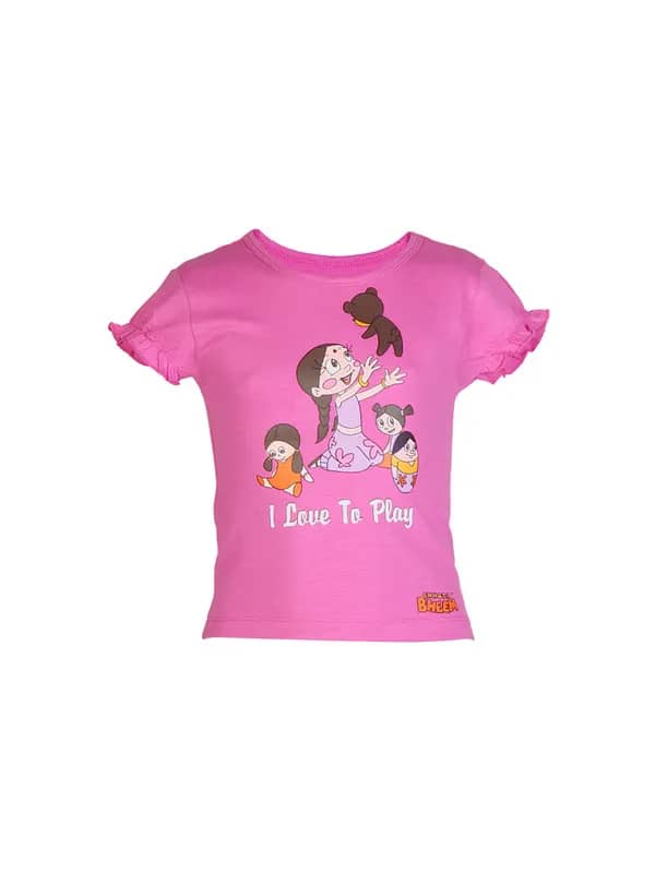 Chhota Bheem Kids Girl I Love to Play Pink Tshirt