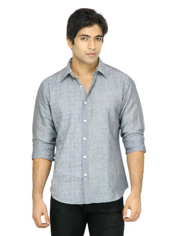 United Colors of Benetton Men Check Grey Shirt