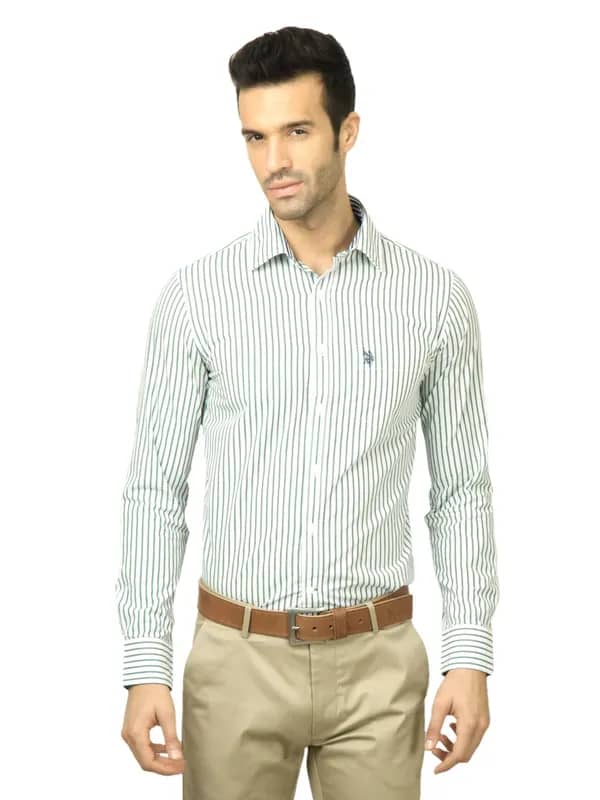 U.S. Polo Assn. Men Striped Green Shirt