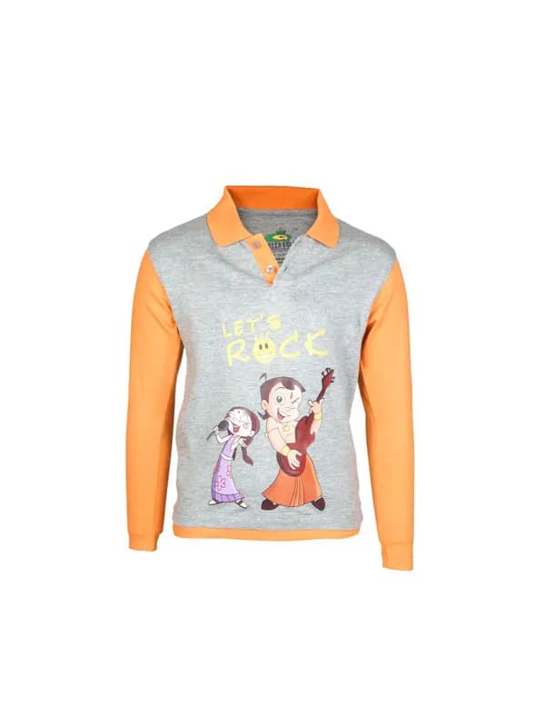 Chhota Bheem Kids Boys Lets Rock Grey T-shirt