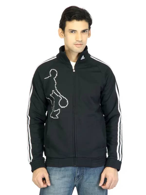 ADIDAS Men Printed Black Sweatshirt