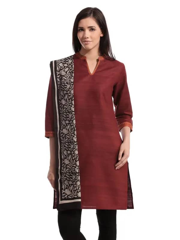 Fabindia Women Printed Black Stole