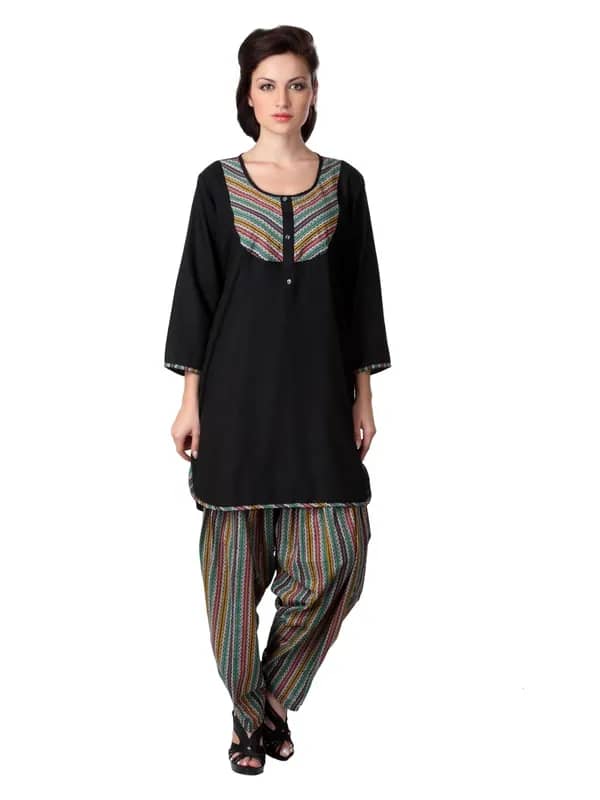 Ayaany Women Black Patiala Kurta Set