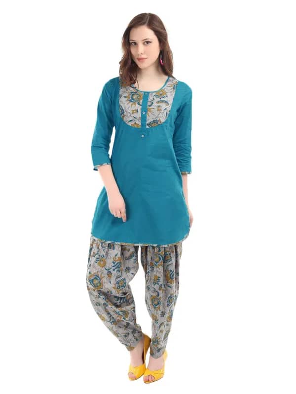 Ayaany Women Blue & Grey Patiala Kurta Set