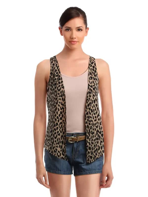Femella Women Black & Beige Shrug