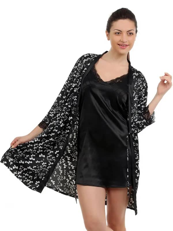 SDL by Sweet Dreams Women Black Nightdress