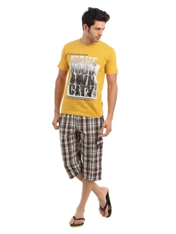 SDL by Sweet Dreams Men Mustard Pyjama Set