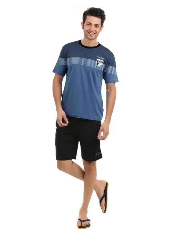 SDL by Sweet Dreams Men Blue & Black Pyjama Set