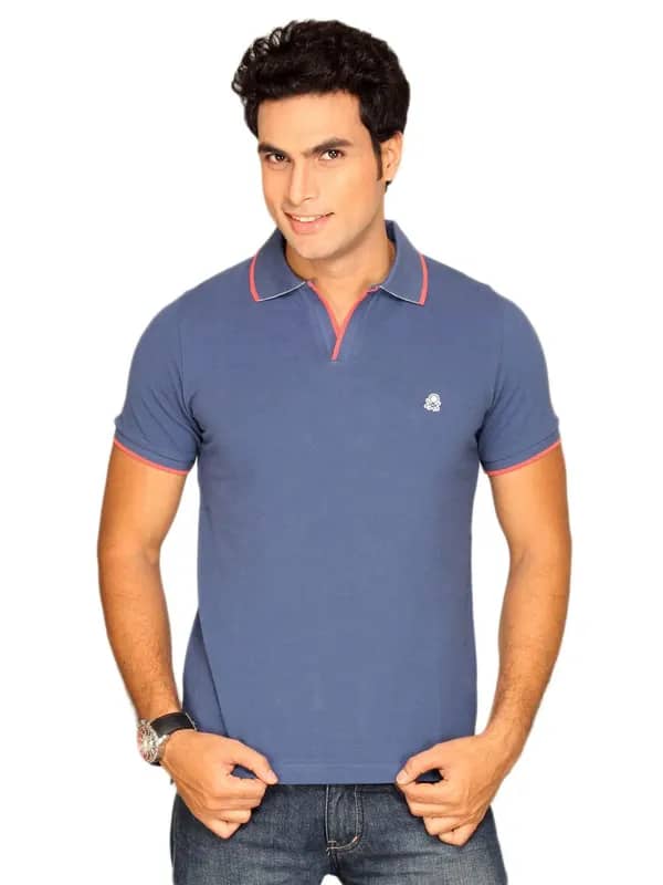 UCB Men's Johny Collar With Two Tone Dark Blue T-shirt