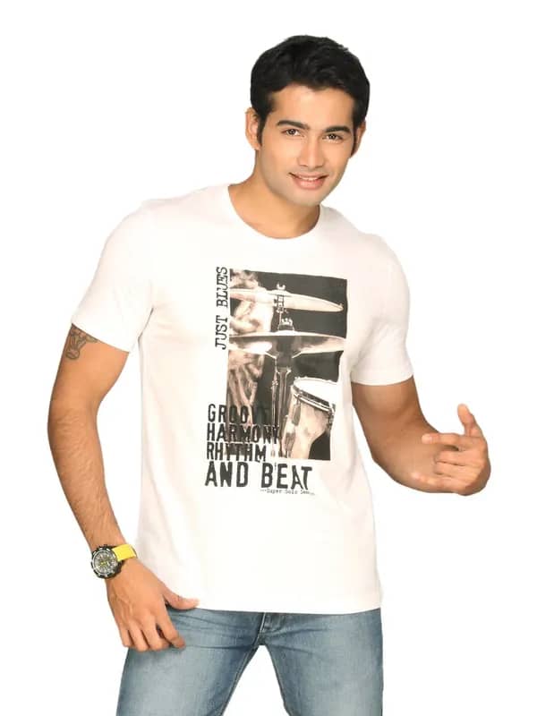 UCB Men's Graphic Saxophone White T-shirt