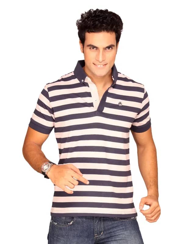 UCB Men's Striper Basic Navy Pink T-shirt